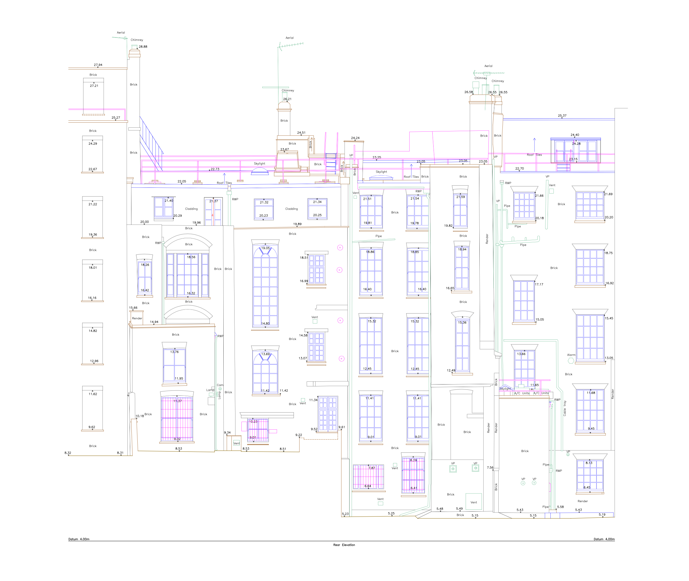 Rear Elevation CAD Drawing